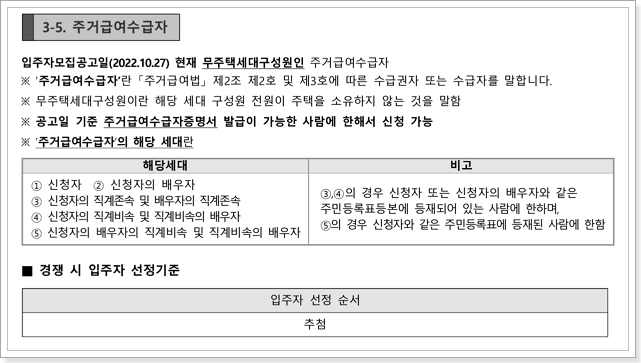 행복주택 주거급여수급자 신청자격