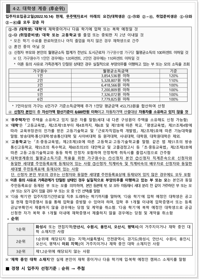 대학생 계층 신청자격