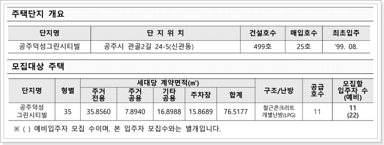 공주덕성그린시티빌 모집공고