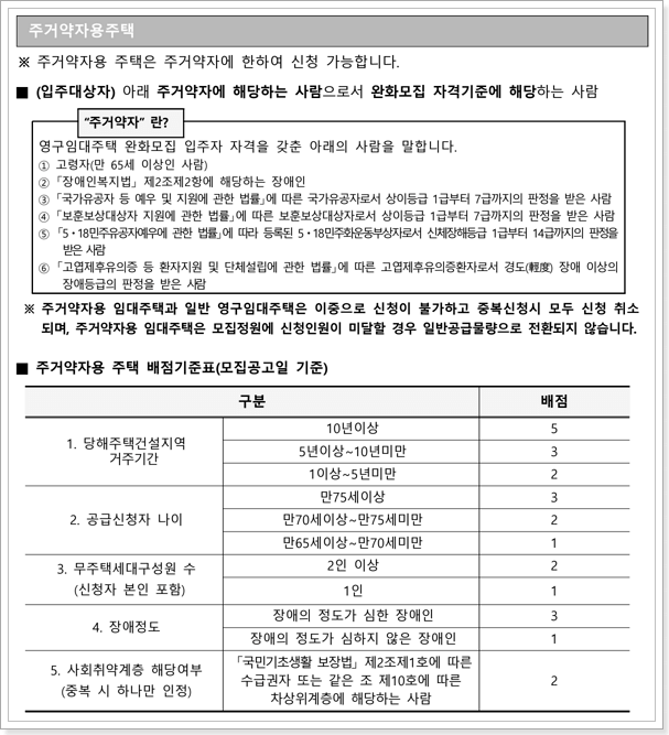 주거약자용 주택 선정기준