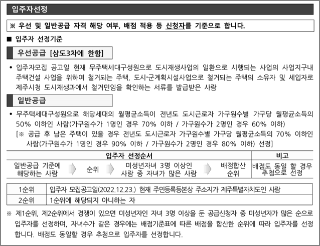 입주자 선정기준