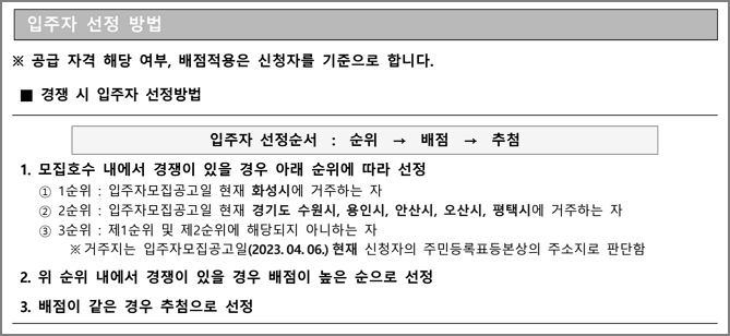 입주자 선정기준