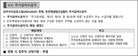 주거급여수급자 신청자격