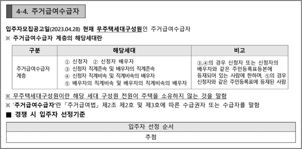 주거급여수급자 신청자격