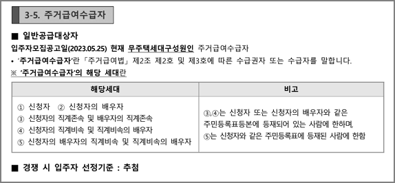 주거급여수급자 신청자격