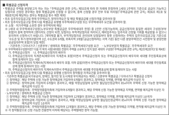 특별공급 신청자격