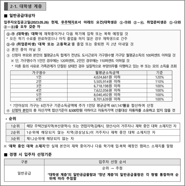 대학생계층 신청자격