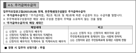 주거급여수급자 신청자격