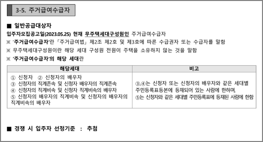 주거급여수급자 신청자격