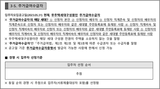 주거급여수급자 신청자격